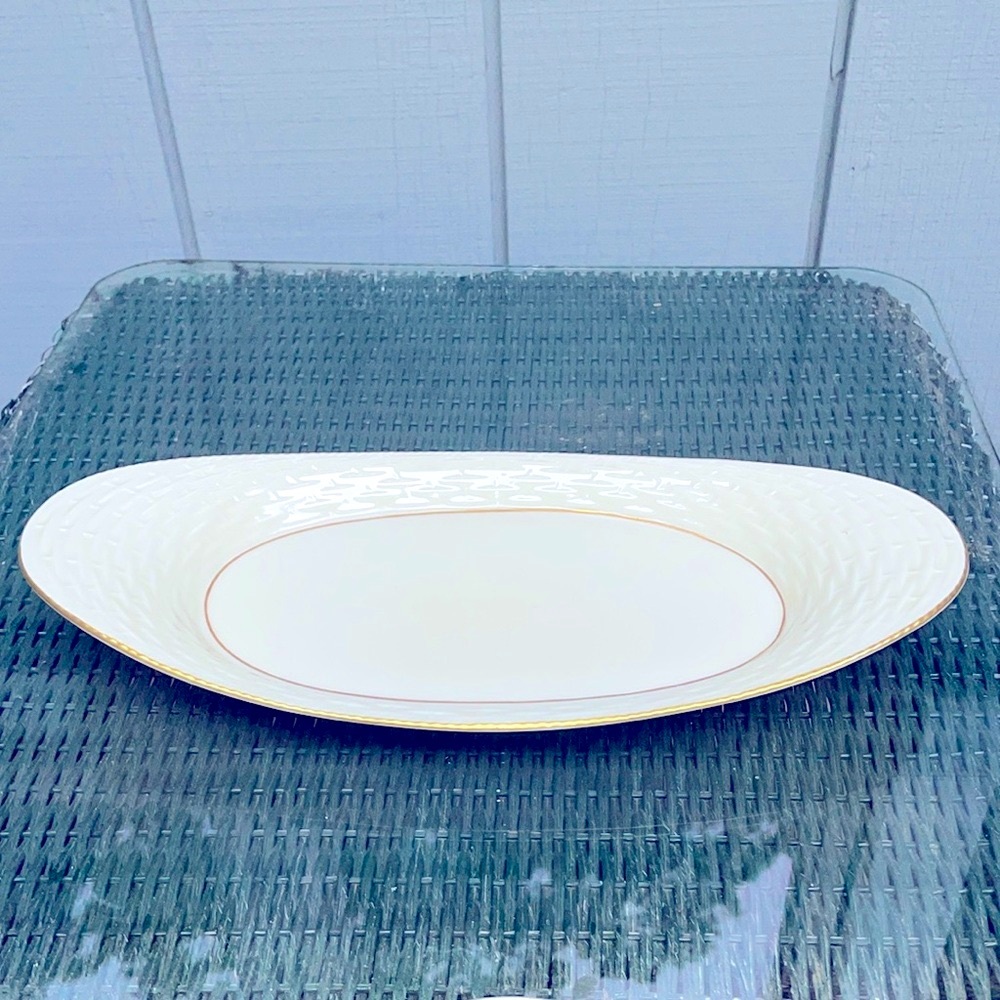 Lenox Bread Plate Original Sticker Attached Vintage 24K Gold Trim Large 13 5/8”